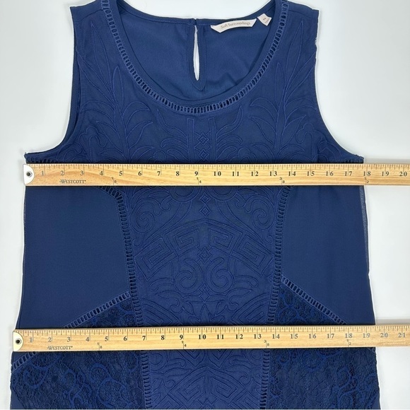 Soft Surrounding Dress Sz SP Navy Blue Suri Lace Embroidered Sleeveless Midi - Picture 7 of 14